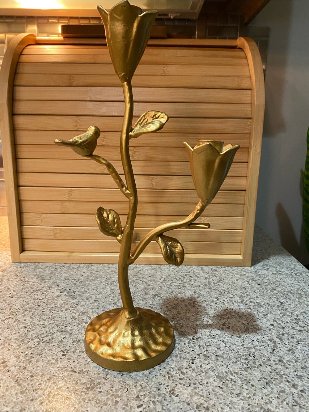 Gold Metal Candelabra Tulip Branch - Floral Metal Accent